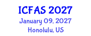 International Conference on Fisheries and Aquatic Sciences (ICFAS) January 09, 2027 - Honolulu, United States