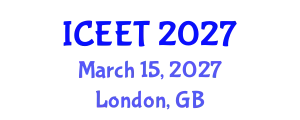 International Conference on Civil, Environmental Engineering and Technology (ICEET) March 15, 2027 - London, United Kingdom