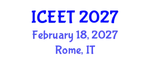 International Conference on Civil, Environmental Engineering and Technology (ICEET) February 18, 2027 - Rome, Italy