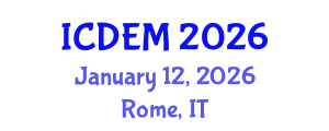 International Conference on Disaster and Emergency Management (ICDEM) January 12, 2026 - Rome, Italy