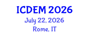 International Conference on Disaster and Emergency Management (ICDEM) July 22, 2026 - Rome, Italy
