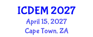 International Conference on Disaster and Emergency Management (ICDEM) April 15, 2027 - Cape Town, South Africa