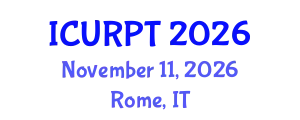International Conference on Urban, Regional Planning and Transportation (ICURPT) November 11, 2026 - Rome, Italy