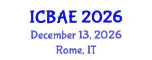 International Conference on Biosystems and Agricultural Engineering (ICBAE) December 13, 2026 - Rome, Italy