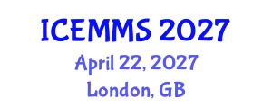 International Conference on Economics, Marketing and Management Sciences (ICEMMS) April 22, 2027 - London, United Kingdom
