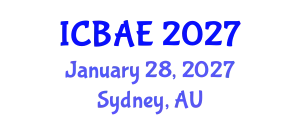 International Conference on Biological and Agricultural Engineering (ICBAE) January 28, 2027 - Sydney, Australia