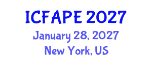 International Conference on Food and Agricultural Process Engineering (ICFAPE) January 28, 2027 - New York, United States