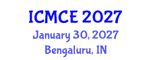 International Conference on Mechanical and Control Engineering (ICMCE) January 30, 2027 - Bengaluru, India