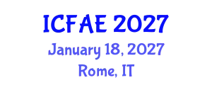 International Conference on Food and Agricultural Engineering (ICFAE) January 18, 2027 - Rome, Italy