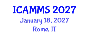International Conference on Applied Mathematics, Modelling and Simulation (ICAMMS) January 18, 2027 - Rome, Italy