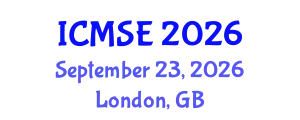 International Conference on Mechanical and Systems Engineering (ICMSE) September 23, 2026 - London, United Kingdom
