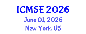 International Conference on Mechanical and Systems Engineering (ICMSE) June 01, 2026 - New York, United States