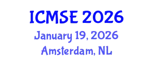International Conference on Mechanical and Systems Engineering (ICMSE) January 19, 2026 - Amsterdam, Netherlands