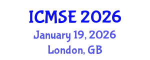 International Conference on Mechanical and Systems Engineering (ICMSE) January 19, 2026 - London, United Kingdom