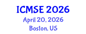 International Conference on Mechanical and Systems Engineering (ICMSE) April 20, 2026 - Boston, United States