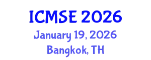 International Conference on Mechanical and Systems Engineering (ICMSE) January 19, 2026 - Bangkok, Thailand