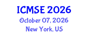 International Conference on Mechanical and Systems Engineering (ICMSE) October 07, 2026 - New York, United States