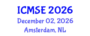 International Conference on Mechanical and Systems Engineering (ICMSE) December 02, 2026 - Amsterdam, Netherlands