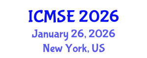 International Conference on Mechanical and Systems Engineering (ICMSE) January 26, 2026 - New York, United States