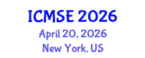 International Conference on Mechanical and Systems Engineering (ICMSE) April 20, 2026 - New York, United States