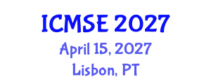International Conference on Mechanical and Systems Engineering (ICMSE) April 15, 2027 - Lisbon, Portugal