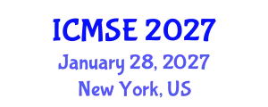 International Conference on Mechanical and Systems Engineering (ICMSE) January 28, 2027 - New York, United States
