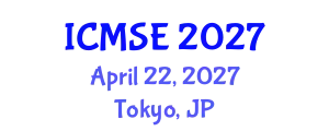 International Conference on Mechanical and Systems Engineering (ICMSE) April 22, 2027 - Tokyo, Japan