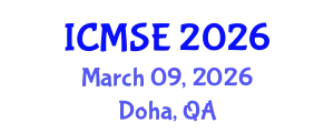 International Conference on Mechanical and Systems Engineering (ICMSE) March 09, 2026 - Doha, Qatar