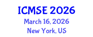 International Conference on Mechanical and Systems Engineering (ICMSE) March 16, 2026 - New York, United States