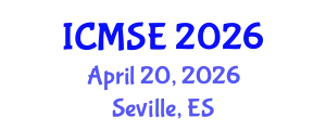 International Conference on Mechanical and Systems Engineering (ICMSE) April 20, 2026 - Seville, Spain
