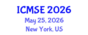 International Conference on Mechanical and Systems Engineering (ICMSE) May 25, 2026 - New York, United States