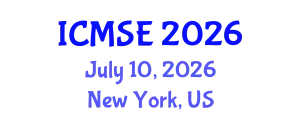 International Conference on Mechanical and Systems Engineering (ICMSE) July 10, 2026 - New York, United States