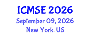 International Conference on Mechanical and Systems Engineering (ICMSE) September 09, 2026 - New York, United States