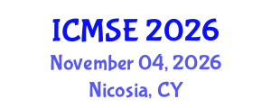 International Conference on Mechanical and Systems Engineering (ICMSE) November 04, 2026 - Nicosia, Cyprus