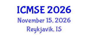 International Conference on Mechanical and Systems Engineering (ICMSE) November 15, 2026 - Reykjavik, Iceland