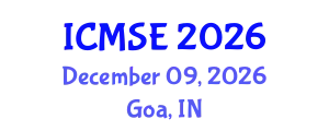 International Conference on Mechanical and Systems Engineering (ICMSE) December 09, 2026 - Goa, India
