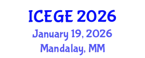 International Conference on Earthquake Geotechnical Engineering (ICEGE) January 19, 2026 - Mandalay, Myanmar