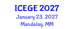 International Conference on Earthquake Geotechnical Engineering (ICEGE) January 23, 2027 - Mandalay, Myanmar