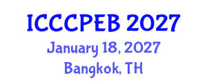 International Conference on Chemistry, Chemical, Process Engineering and Biotechnology (ICCCPEB) January 18, 2027 - Bangkok, Thailand
