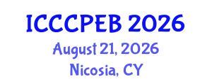International Conference on Chemistry, Chemical, Process Engineering and Biotechnology (ICCCPEB) August 21, 2026 - Nicosia, Cyprus