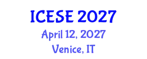 International Conference on Environmental Science and Engineering (ICESE) April 12, 2027 - Venice, Italy