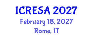 International Conference on Renewable Energy Systems and Applications (ICRESA) February 18, 2027 - Rome, Italy