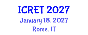 International Conference on Renewable Energy Technology (ICRET) January 18, 2027 - Rome, Italy