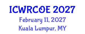 International Conference on Water Resources, Coastal and Ocean Engineering (ICWRCOE) February 11, 2027 - Kuala Lumpur, Malaysia