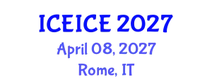 International Conference on Electrical, Instrumentation and Control Engineering (ICEICE) April 08, 2027 - Rome, Italy