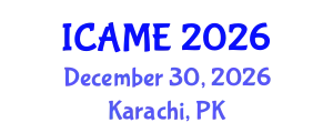 International Conference on Aerospace and Mechanical Engineering (ICAME) December 30, 2026 - Karachi, Pakistan