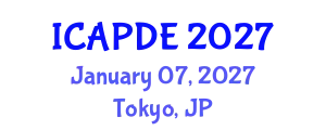 International Conference on Analysis and Partial Differential Equations (ICAPDE) January 07, 2027 - Tokyo, Japan