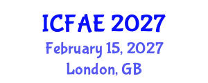 International Conference on Fisheries, Aquaculture and Environment (ICFAE) February 15, 2027 - London, United Kingdom