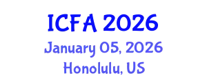 International Conference on Fisheries and Aquaculture (ICFA) January 05, 2026 - Honolulu, United States