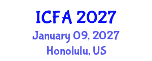 International Conference on Fisheries and Aquaculture (ICFA) January 09, 2027 - Honolulu, United States